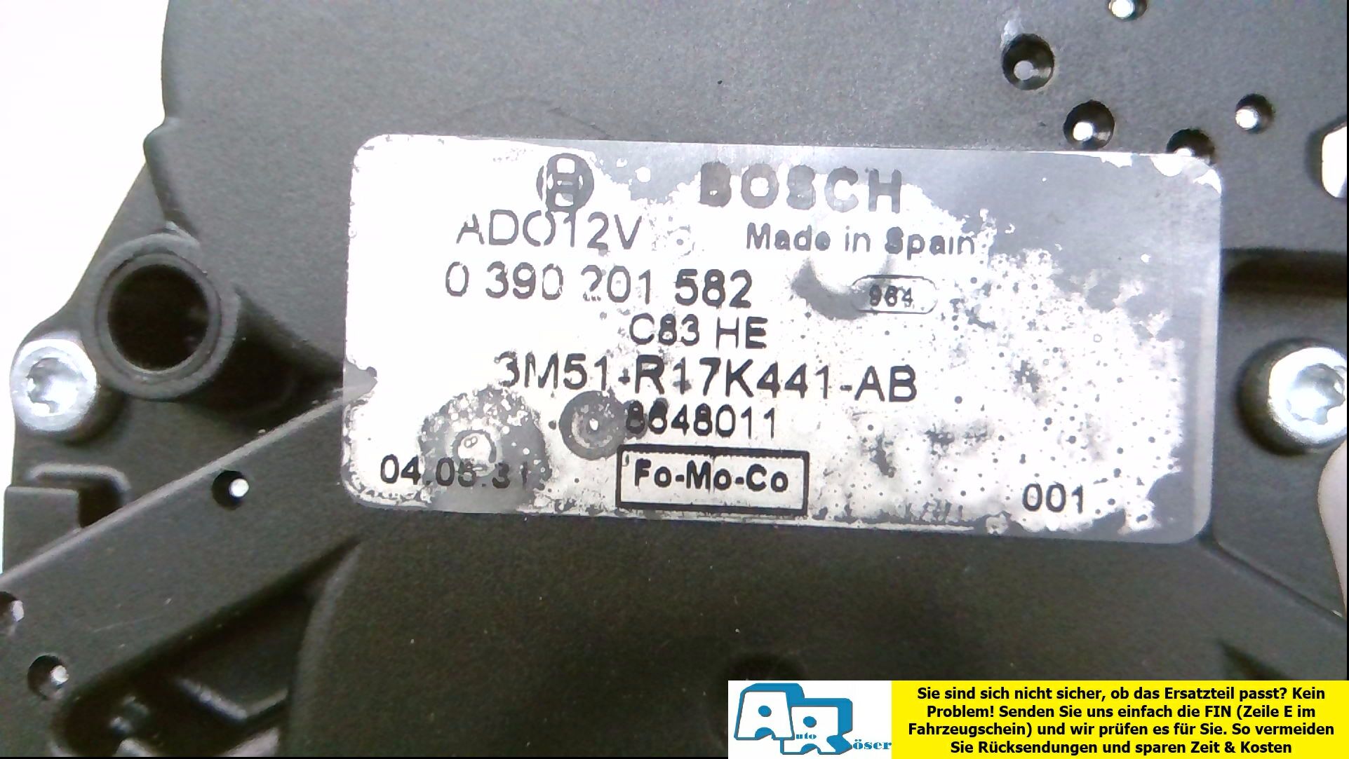 Scheibenwischermotor hinten