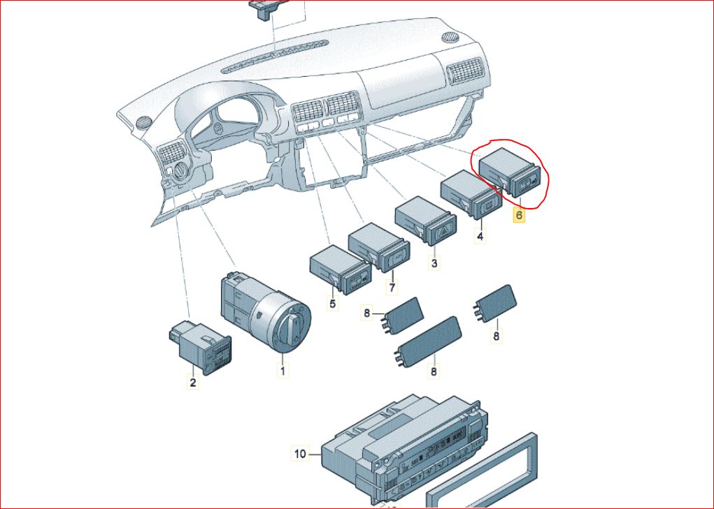 Schalter Sitzheizung vorne rechts